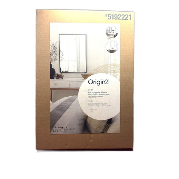 Room Essentials Other - Origin 21 22-in W x 31.0-in H Rectangle Black Framed Wall Mirror